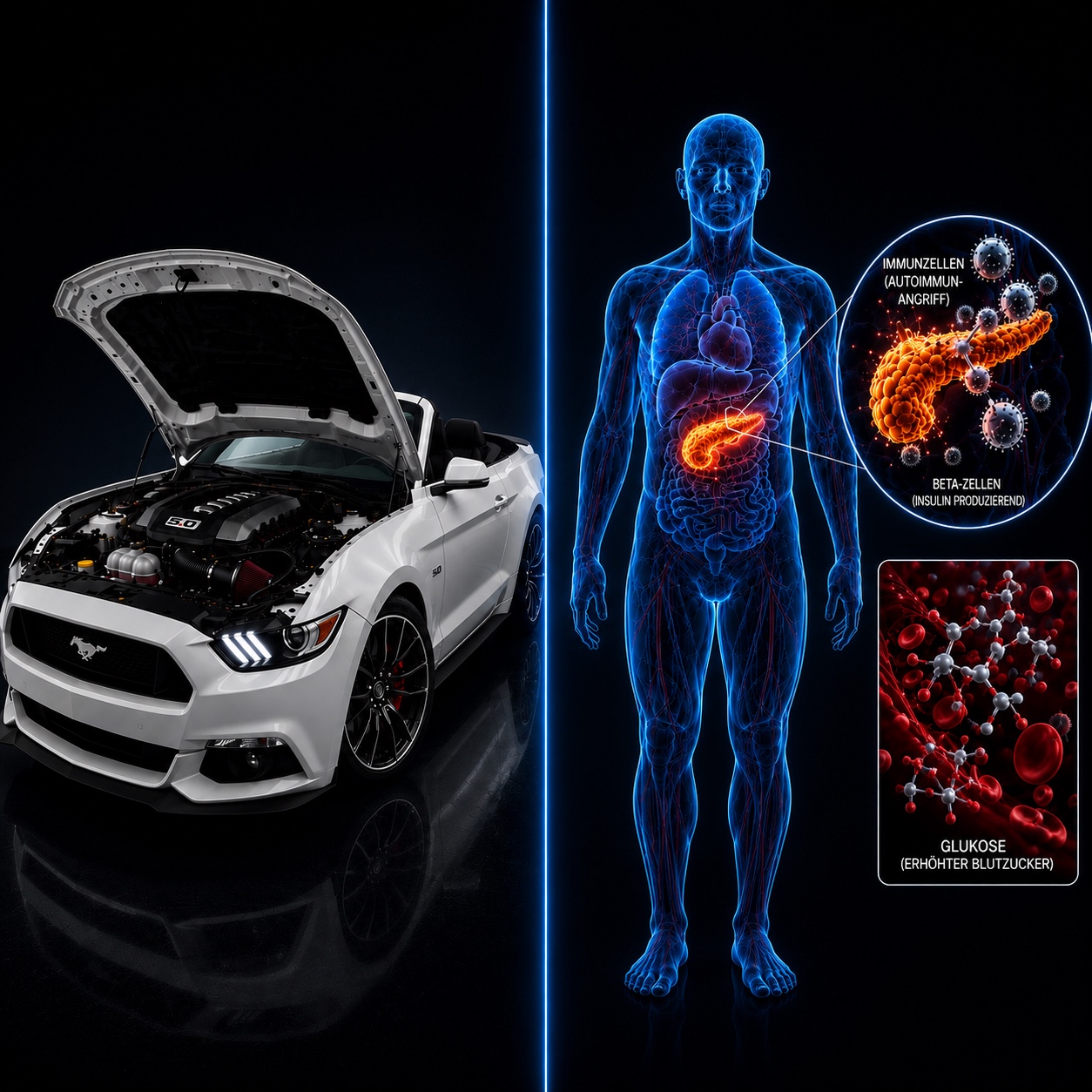 Vergleich zwischen Automotor und menschlichem Körper